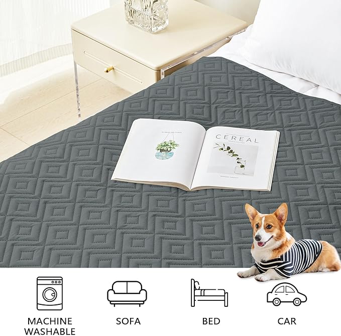 hyha Waterproof Dog Blanket, Soft Dog Bed Cover Pet Blankets, Waterproof Sofa Couch Cover for Dogs Washable, Reversible Pet Couch Covers for Sofa Furniture (40x80 Inch, Dark Grey/Dark Grey)