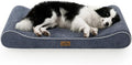 COZY KISS Orthopedic Dog Bed for Large Dogs up to 90 lbs - Removable Washable Cover with Waterproof Lining & Non-Skid Bottom, Cotton-Polyester Blend Boat-Shaped Lounger Mattress, L(45x30x6in), Blue