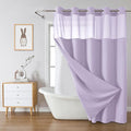 eachope Lavender No Hook Waffle Weave Shower Curtain with snap-in Liner Replacement, 230GSM Waterproof Fabric Hotel Shower Curtain Set for Bathroom, Through Mesh Top Window,71Wx77H