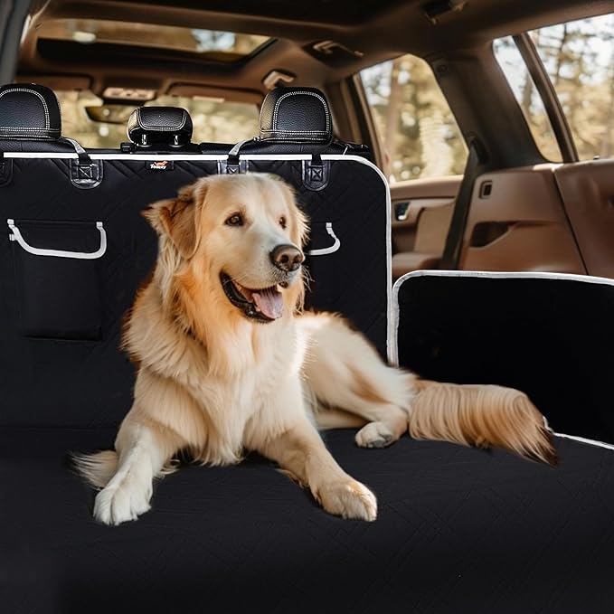 Toozey Dog Car Seat Cover for SUV, Sedan & Van, Waterproof & Tear-Resistant Back Seat Pet Cover for Dogs with Side Walls, Non-Slip Backing & Bumper Guard, Black Standard: 72.8"x40.6"