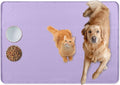 Bartuke Cat Food Mat, 34" x 22" Large Silicone Pet Feeding Mat for Food and Water Bowls Non-Slip, Easy to Clean (Purple)