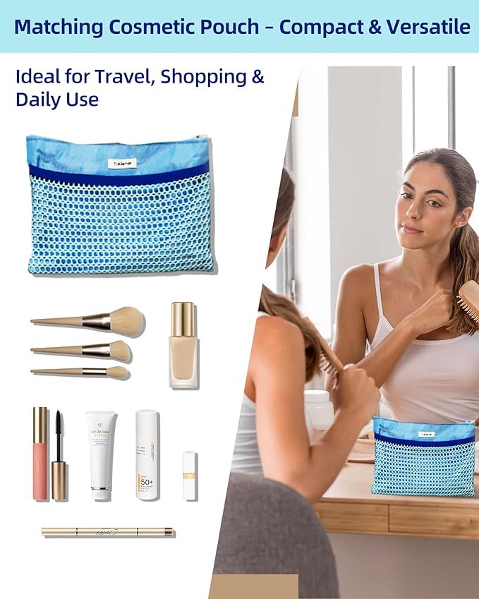 ToKismet Mesh Beach Tote Bag Packable,2026 New 2-in-1 Large Lightweight Foldable Beach Bags with Multiple Pockets for Women