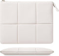 Moko 12.9 Inch Tablet Sleeve Case, Puffy Tablet Bag Fit with iPad Pro 6th/5th/4th 12.9 inch, Surface Pro 9/8 13", New Galaxy Tab S9+/S8+ 12.4, Built-in Elastic Band, PU Leather Carrying Case, White