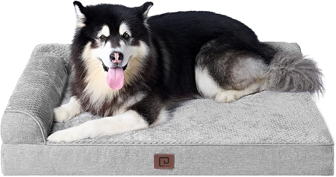EHEYCIGA XXL Dog Bed Memory Foam, Orthopedic Giant Dog Bed Jumbo with Washable Removable Cover, Waterproof Pet Sofa Couch with Nonskid Bottom, 48x35x7.5, Grey