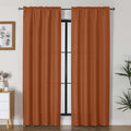 Lecloud Bessie Orange Curtains for Living Room 84 Inches Long 2 Panels, Airy Privacy Light Filtering Curtain Drapes, Faux Linen Textured Rod Pocket Curtains for Bedroom Dining Room, Each 40 W x 84 L