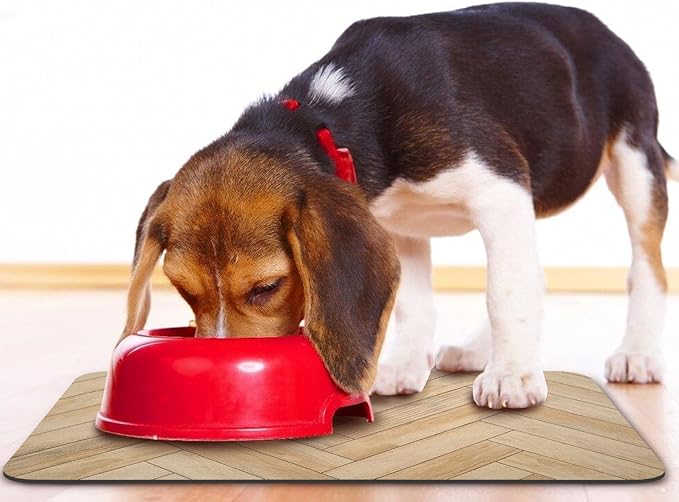 Dog Food Mats for Floors Waterproof, Dog Cat Water Bowl Mats Pet Feeding Absorbent Mat Dog Cat Pet Placemats for Food and Water Wood 16 * 24 inch