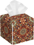 PVC Tissue Box Cover Holder,Mandala Square Decorative Organizer,5.2"X5.2"X5.2"Tissue Case for Bathroom,Tabletop,Car,Office