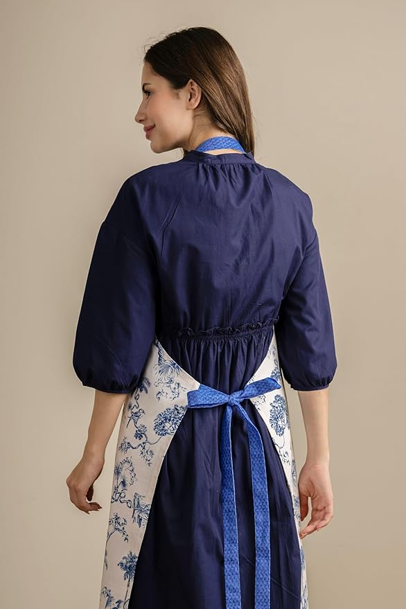 Maison d' Hermine 100% Cotton Apron for women with Pocket Kitchen Chef Apron for Men Cooking Gardening Server Waitress