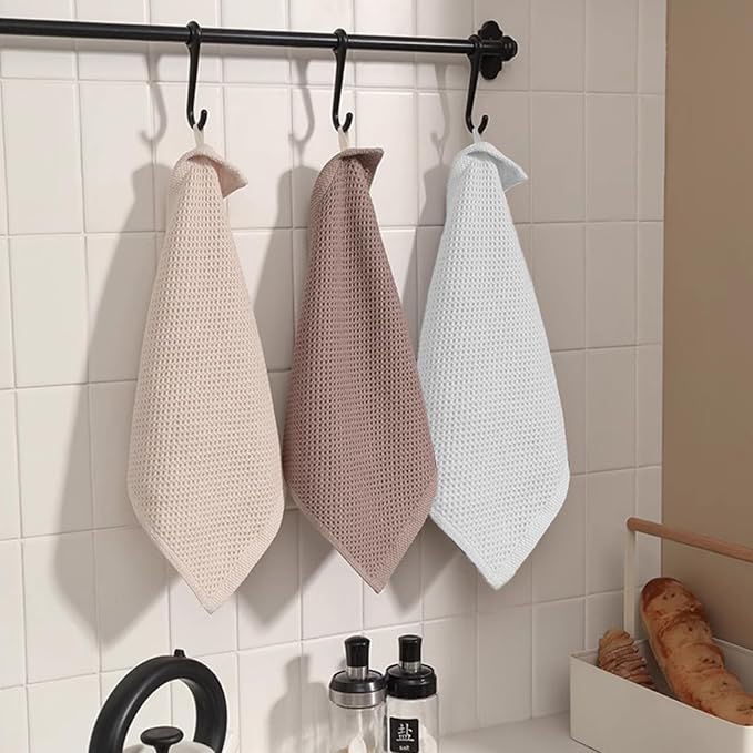 LikGuest Honeycomb Cotton Dish Cloths 6 Pack,12x12 Inch – Super Absorbent, Quick-Dry & Reusable Kitchen Cleaning Cloths, Lint-Free Washable Towels for Dishes, Glass & Household Use(Coffee Brown)