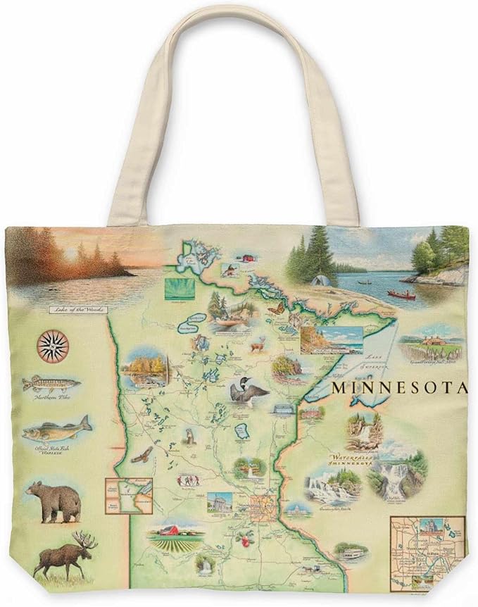 Xplorer Maps Canvas Tote Bag with Handles, Cloth Grocery Shopping Bag, Reusable & Eco-friendly Bag, 100% Cotton, Washable