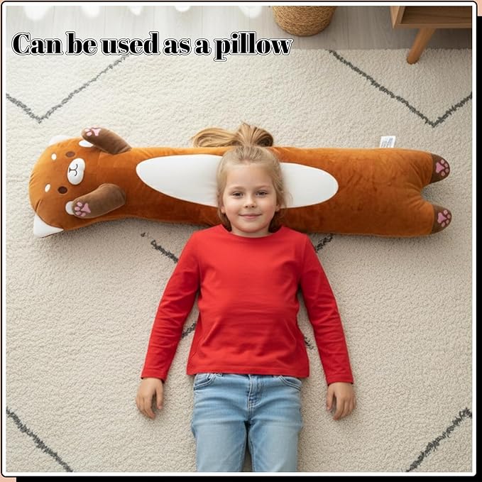 Shuoopen Red Panda Stuffed Animal Pillow - Long Red Panda Plush Toy, Super Soft Hugging Pillow for Kids & Adults, Gift for Christmas & Home Decor (110cm/43.3inch)