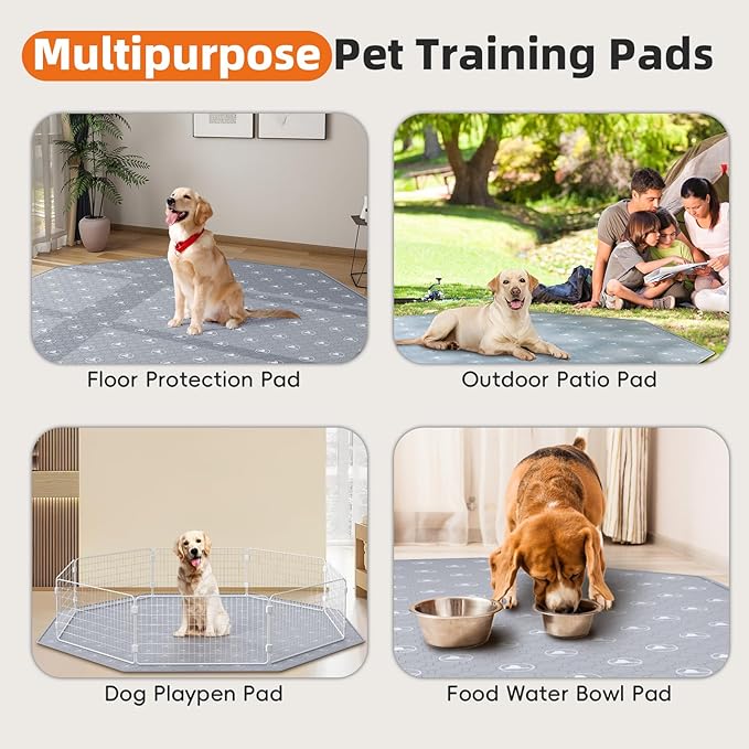 PJYuCien Washable Pee Pads for Dogs 2 Pack, 89" x 33" Octagonal Non-Slip and Leak-Proof Pee Mat, Puppy Training Pads for Whelping, Playpen, Crate, Bed （24/30/36/42'' 8 Panels Pen）
