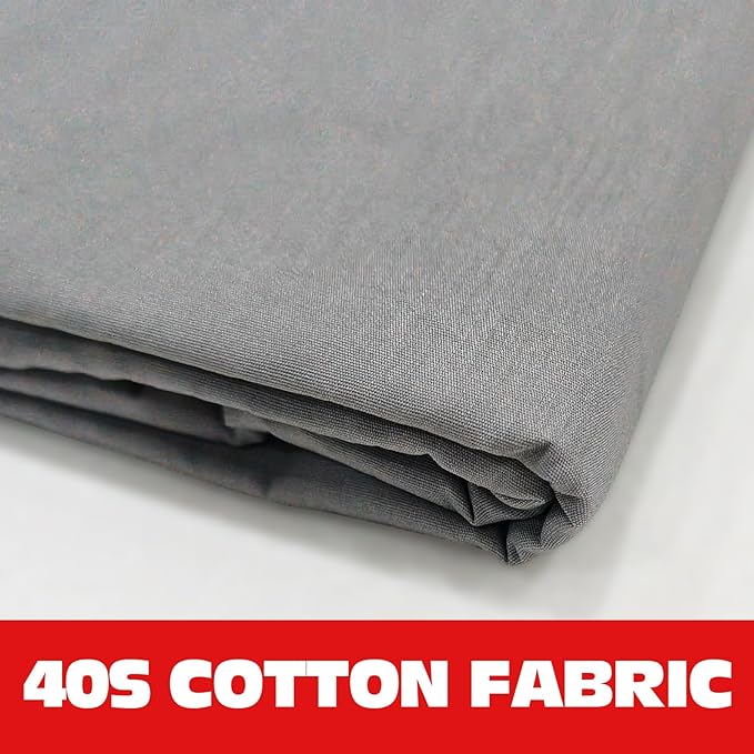 100% Gray Cotton Fabric for Sewing by 3 Yard, 59”Width Quilting Fabric Medium Weight 5.8 oz, Muslin Fabric by The Yard, Embroidery Cloth