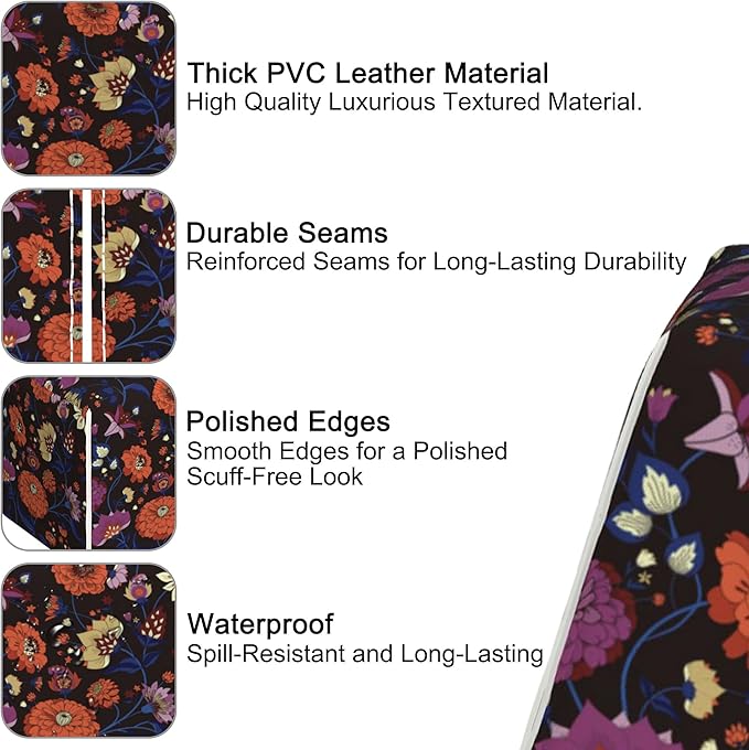 Vintage Paisley Floral Tissue Box Cover Square,Tissue Box Holder with Belt Bottom,Stylish Leather Napkin Holder for Vanity Countertop,Nightstands,Office Desk,5.2"×5.2"×5.2"
