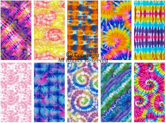 Craftido -25 Options- 100% Cotton Quilting Fabric Bundles 10pcs Fat Quarters 18”x21”-Medium Weight 5.2 oz- Soft Cotton for Quilting, Sewing Project, Patchwork, DIY Crafts - TIE DYE