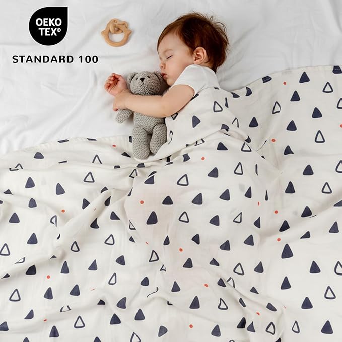 HECCEI Soft Large Swaddle Blankets 3-Pack 47" x 47" Muslin Swaddle Blankets for Girls & Boys, Baby Receiving Swaddles, Ideal Newborn & Infant Swaddling Set, Perfect
