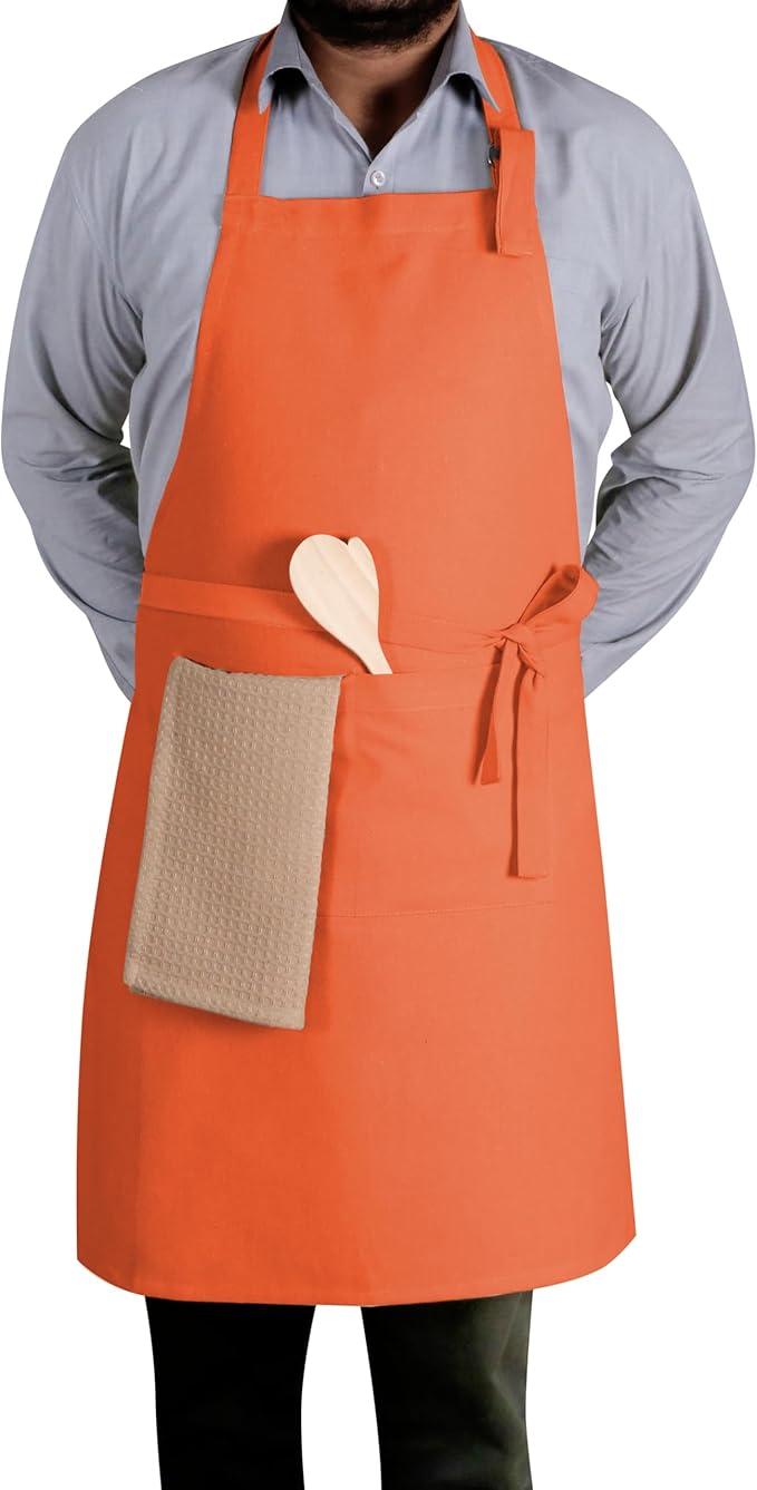 Native Fab Kitchen Apron 2 Pack - 100% Cotton Adjustable, Durable Apron with Pockets, Perfect for Cooking, Baking, Grilling