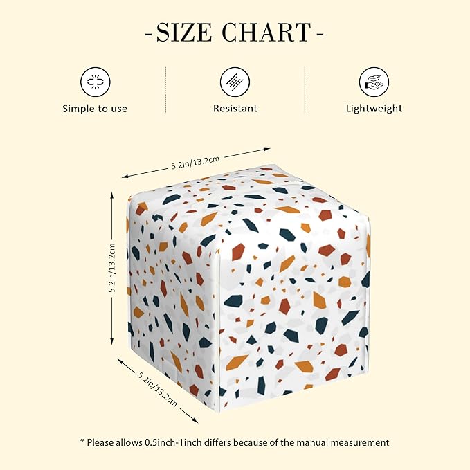 POIUBLE Leather Tissue Box Holder Terrazzo Tile Tissue Box Cover Square Waterproof Tissue Holder Organizer Modern Napkin Holder for Bedroom Dresser Night Stand Office Desk