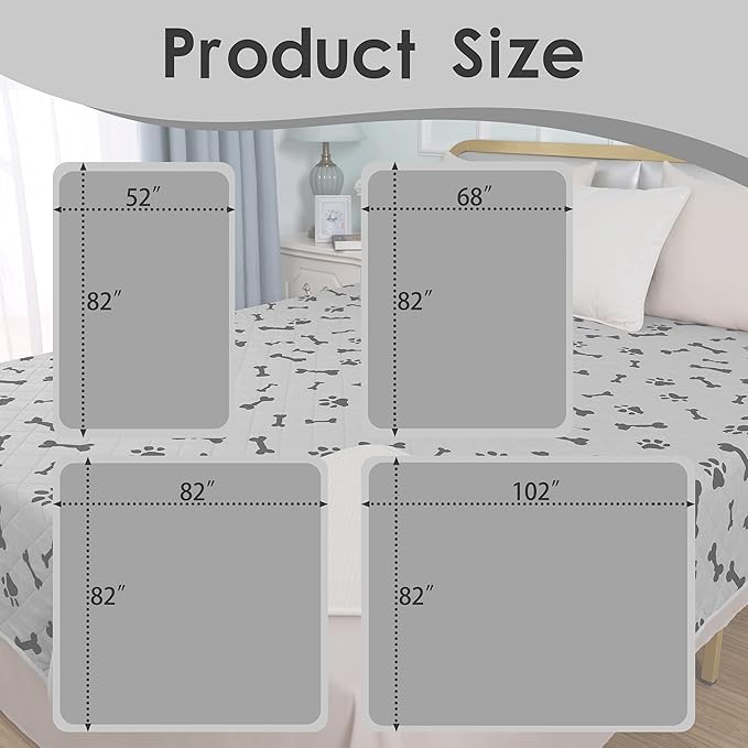 Waterproof Blankets - NANBOWANG Dog Bed Covers for Larges Dogs, Water Absorb Training Pads (6882 Gray)