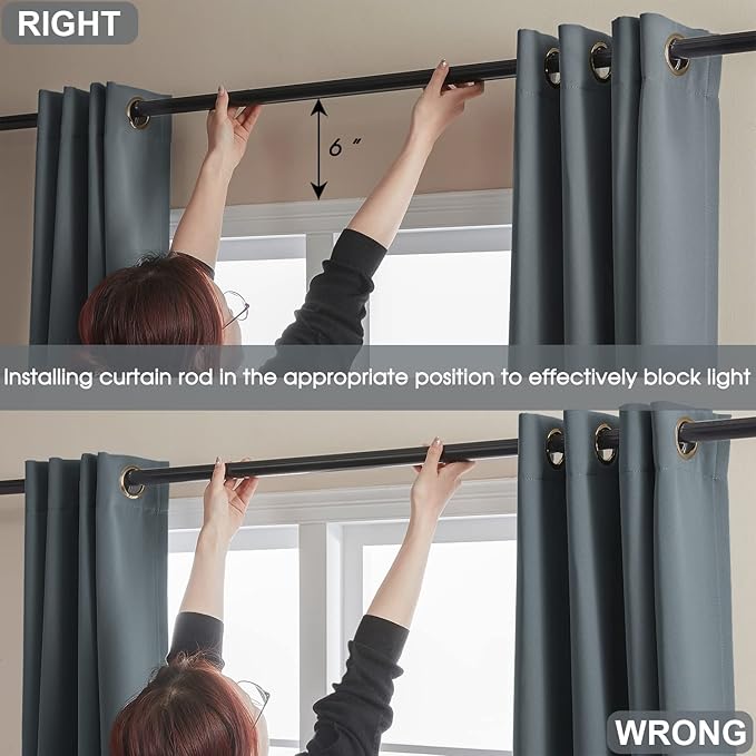 Rutterllow 2 Panels Full Light Blocking Curtains & Drapes for Bedroom - Antique Copper Bronze Grommet Window Treatment Blackout Curtain for Living Room (Dark Grey, 70 inch Width x 63 inch Length)