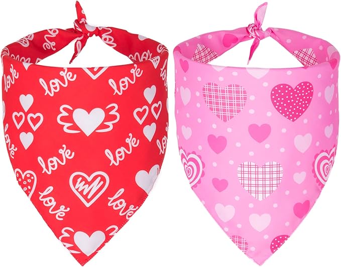 ADOGGYGO Valentine Dog Bandana, Multiple Sizes Offered, Triangle Dog Scarf Valentine Bandana for Small Dogs (Small)