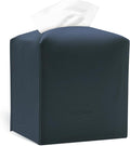 Tissue Box Cover, PU Leather Tissue Box Holder with Bottom Belt, Modern Square Tissue Box Covers with Wide Opening (Blue, Woven Patterns)