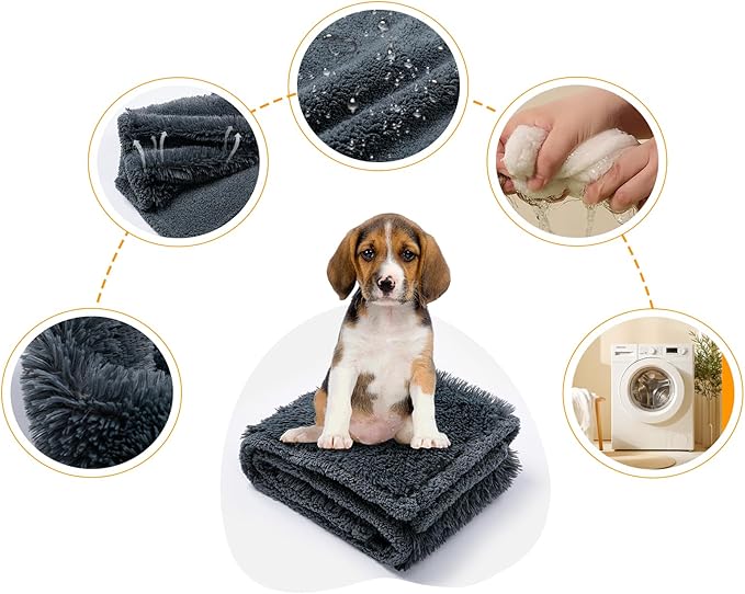 Wowchine Calming Cat Blanket for Bed 85x57in Couch Sofa Cover Grey Waterproof Dog Blankets for Large Dogs Washable Long Faux Fur Pet Throw Blanket for Puppy Reversible Furniture Protector, (Gray XL)
