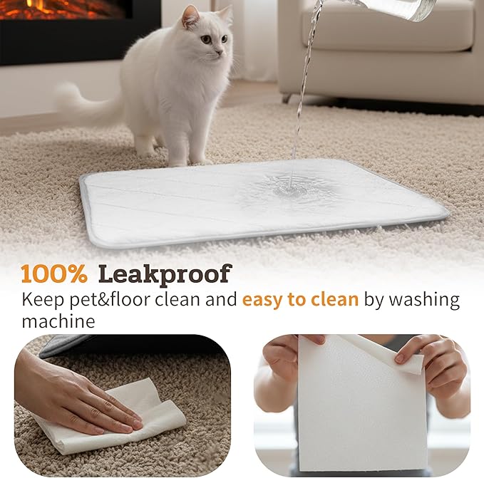 NWK Fluffy Self Warming Cat Mat, Cat Blanket, Thermal Dog Mat, Washable, Non-Slip Bottom for Sofa & Crate & Kennel & Car Seat (Creamy White, Large (35'' X 23'' X 0.4''))