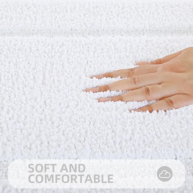 ZOESIOER Bathroom Rugs Sets 2 Piece, Ultra Absorbent Soft Bath Rug, Machine Washable Microfiber Non-Slip Bath Mat for Bathroom Floor, Tub, Toilet, Shower Room, White