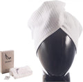 SELARUS 100% Turkish Cotton Hair Towel Wrap for Women,Non Microfiber,400-GSM(Grams per Square Metre),AntiFrizz,Hair Plop Waffle Towels for Curly,Long&Thick Hairs,Turban Head Wrap,1Pack10x26inc(White)