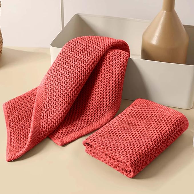 LikGuest 100% Honeycomb Cotton Kitchen Dish Cloths, 12x12 Inch, 8-Pack, Super Absorbent & Reusable, Quick-Dry & Lint-Free, Ideal for Kitchen, Glass, Car, and Household Cleaning