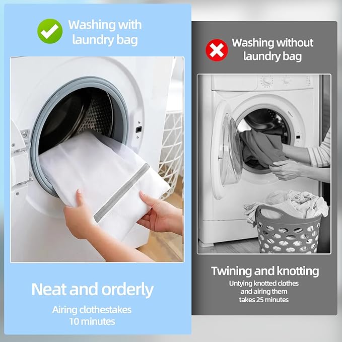 RICHERI Mesh Laundry Bags, Mesh Wash Bags, Durable Mesh Structure with Strong Zipper, Suitable for Underwear, Delicate Clothes, Pants, Shoes, Socks Washing (Small Fine Mesh, Small 12 * 16inch*4pcs)