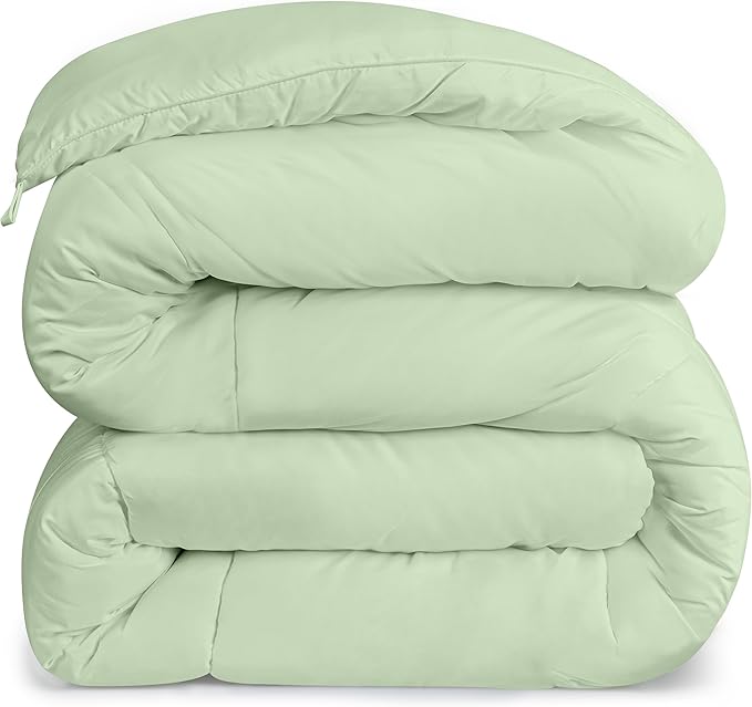 Utopia Bedding Comforters Twin Size, All Season Duvet Insert, Down Alternative Box Stitched Bed Comforter with Corner Tabs, Machine Washable (Sage Green)