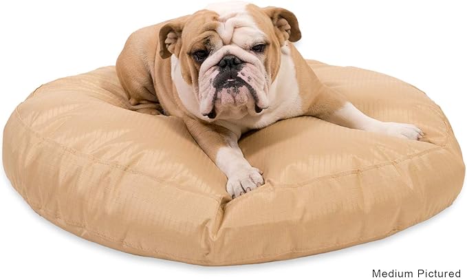 K9 Ballistics Tough Round Nesting Pillow Dog Bed - Removable Cover, Washable, Durable & Water Resistant Indoor/Outdoor Bed - Medium, Obsidian Black