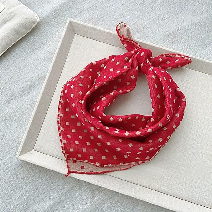 Pemilosci Double Layers Two Tones Dog Cotton Square Bandana Bibs Scarf Kerchief for Small Medium Dogs Boy or Girl - DCB07 R&B