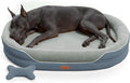 CWAWZ XXL Orthopedic Dog Bed, 53 in. Dog Bed for Large Sized Dogs with Full-Surround Bolsters, Dual-Sided Dog Cooling Beds with Memory Foam, Washable Pet Sofa Couch with Nonslip Bottom, Dark Grey