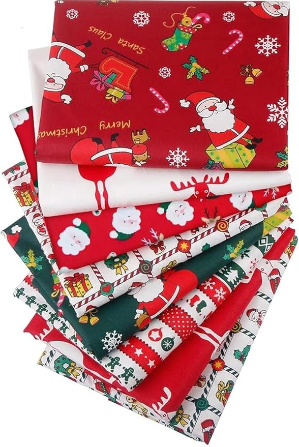 Aubliss 8pcs Fat Quarter Fabric Bundles (100% Cotton - 20'' x 20'') Quilting Cotton Craft Fabric Pre-Cut Squares Sheets for Patchwork Sewing Quilting Crafting