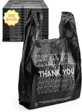 UMT Plastar 300 Count Thank You Plastic Bags, 12" x 6" x 22", 15 Mic Black Grocery Bags with Handles, Ideal for Restaurants, Retail, Grocery Stores, Takeout, Convenience Stores