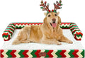 XL Christmas Dog Bed for Extra Large Dogs-Waterproof Large Dog Cat Bed with Sides,Foam Big Pet Couch Sofa Beds with Washable Removable Cover，Comfort Orthopedic Pet Beds with Non-Slip Bottom