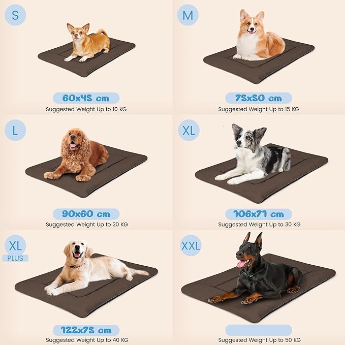 ZENGAOOU Dog Crate Pad, 42 Inch Machine Washable Plush Dog Crate Mat for Large Dogs, Soft Anti-Slip Kennel Pad & Pet Bed Mat for Metal Crates, Brown