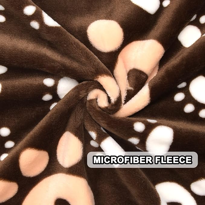 AHOOCUSTOM Dog Blanket, Soft Fleece Dog Blankets for Small Medium Dogs, Fluffy Flannel Pet Cat Puppy Blanket Mat Cover for Bed Couch, Cute Paw Print Throw Blanket for Dogs, Brown 40"X30"