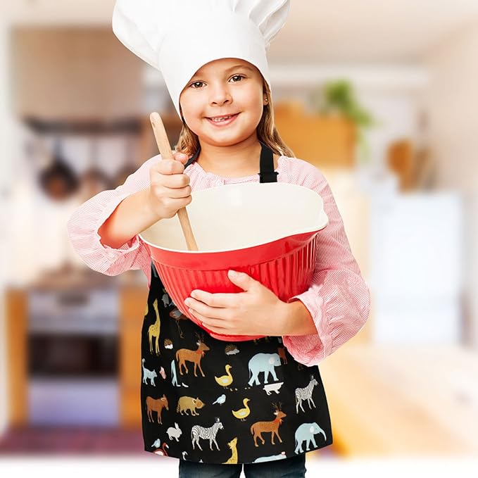 Jennice House Kids Aprons, Cotton Children Aprons with Adjustable Neck Strap Child Chef Aprons