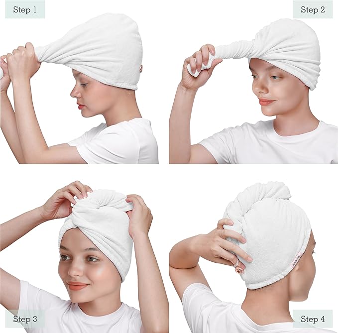Brook + Bay Microfiber Hair Towel Wrap - Quick-Dry Absorption & Microfiber Towel - Anti-Frizz Styling & Hair Plop Technique