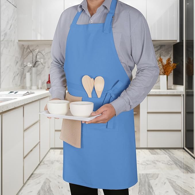 Native Fab Kitchen Apron 2 Pack - 100% Cotton Adjustable, Durable Apron with Pockets, Perfect for Cooking, Baking, Grilling