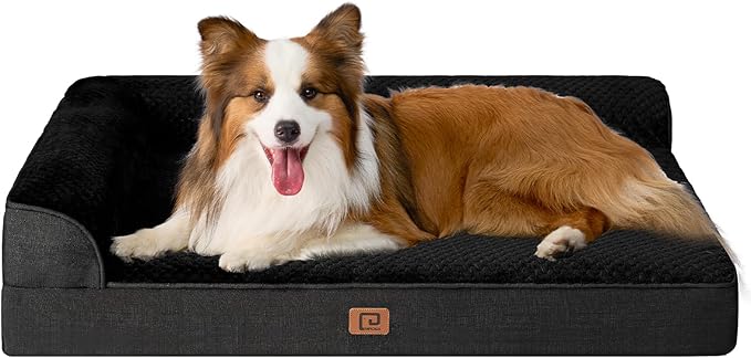 EHEYCIGA XL Dog Bed Memory Foam for Crate, Extra Large Dog Bed Orthopedic with Washable Removable Cover, Waterproof Pet Sofa Couch XLarge Size Dogs, 41x27x6.5, Black