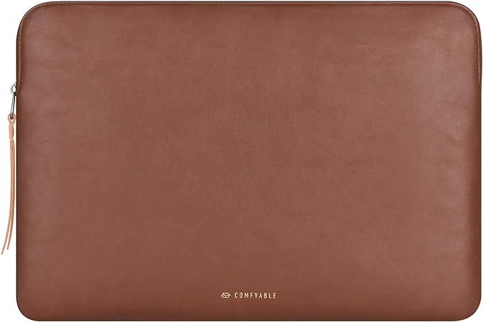 Comfyable Leather Laptop Sleeve Compatible with 16 Inch MacBook Pro M4 2024 & 15 Inch MacBook Air M4 M3 M2 2025, Brown