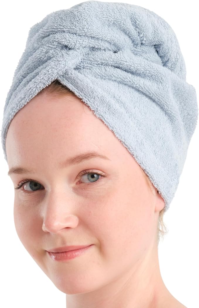Seritaine Hair Towel Wrap for Women 2 Pack – 100% Turkish Cotton Turban for Wet Hair Quick Dry – Soft & Gentle Head Towel Cap– Soft and Absorbent Cotton - 10x26 inch