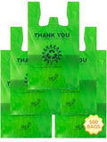 [500 per box] | Recyclable Compostable Reusable Biodegradable Plastic T-Shirt Bags | Grocery Shopping Bags | Green Eco Plastic Bags (500 per box) | T-Shirt Carryout Bags 500 count Restaurant Quality, Durable, Reusable and Econ Friendly | Measures 11. 5...
