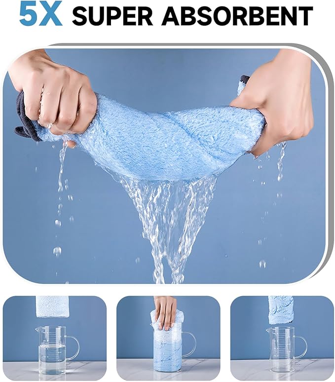 KUEIOX Dog Towels for Drying Dogs Small Medium Large, 2 Pack Dog Cat Drying Bath Towel 30.3"x13.8" with Hand Pocket,Absorbent Pet Towel for Dog Cat Grey