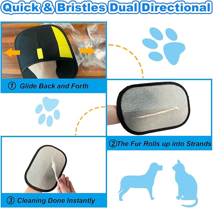 PTYAGZX Pet Hair Removal Gloves for Cats Dogs, 2026 Upgraded Electrostatic Reusable Magic Cat Dog Fur Brush, Effortless Pet Hair Remover Mitt Tool for Furniture, Carpet, Clothes, Couch (1pcs-Black)